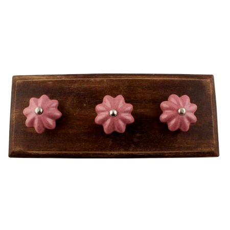 Lavender Crackle Ceramic Melon Wooden Hook